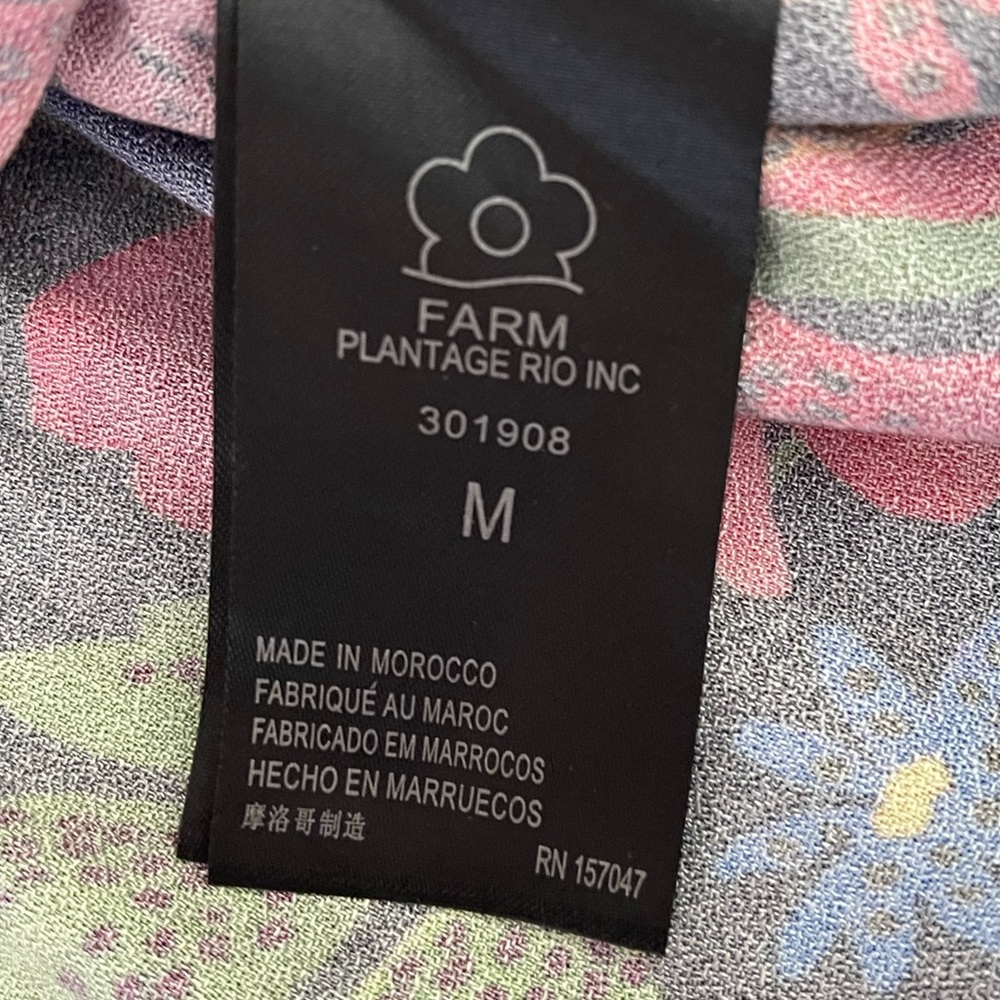 Farm Rio Black Banana Sky Mini Dress size Medium Resort Wear Floral Tropical - Picture 9 of 11